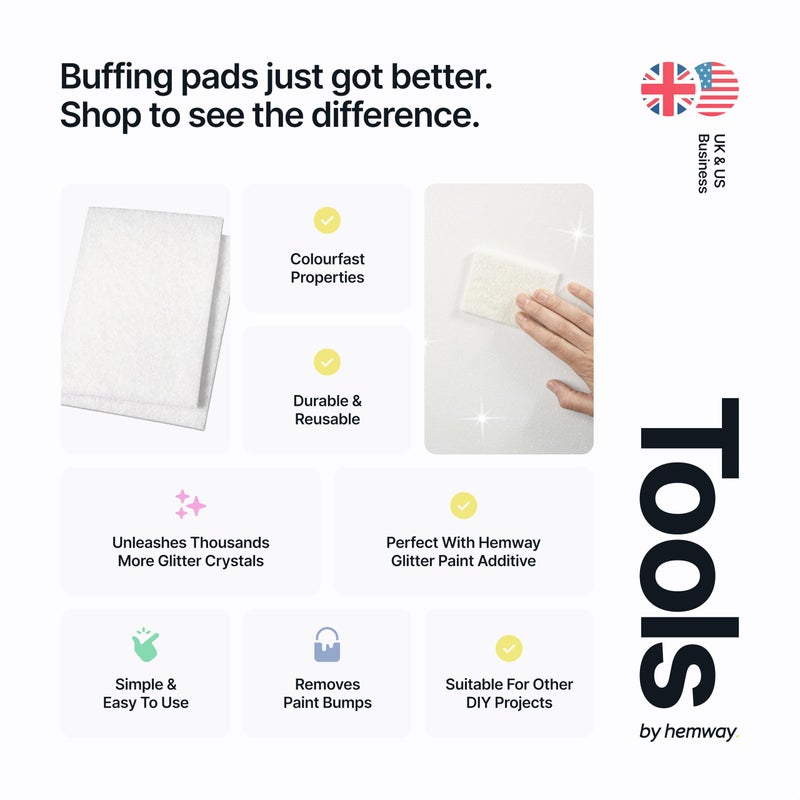 Hemway 2 x White Paint Buffing Pads - for use with Hemway Glitter Paint Additives - Unleashes Thousands More Glitter Crystals - Image 1